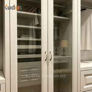 <span class=keywords><strong>Armoire</strong></span> sur mesure de style américain classique avec tiroirs vitrés pour chambre de villa et projets résidentiels - Product Image 3