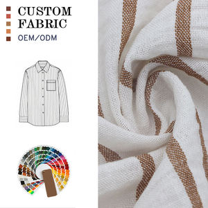 Tela de Camisa con Aspecto de Lino de 150 g/m², Anti-Pilling, <span class=keywords><strong>100</strong></span>% Poliéster, Teñida con Hilo, Efecto Arrugado, Tela Jersey a Rayas, Ligera - Product Image 3