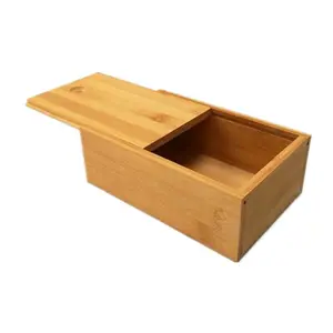 定制标志天然竹盒木制茶盒带滑盖的竹制礼品盒