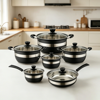 FLEY Lot de 12 casseroles et poêles légères antiadhésives sans revêtement pour la préparation quotidienne des repas