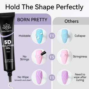 BORN PRETTY 15g Gel Transparent 5D pour Nail Art, Sans HEMA ni TPO, Gels Sculptants 3D pour Ongles, Tube Souple pour DIY, Sculpture et <span class=keywords><strong>Dessin</strong></span> de Lignes - Product Image 3