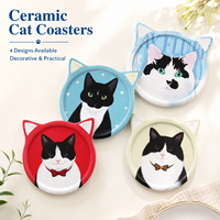 Ensemble de sous-verres en céramique personnalisés, forme tête de chat mignonne, antidérapants, écologiques, réutilisables, impression par sublimation UV, DIY pour la cuisine, la décoration de la maison