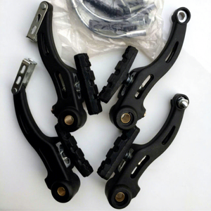 Frein à disque V-brake noir pour vélo, corps en aluminium forgé, plaquettes en composite métallique, freins avant et arrière réglables - Product Image 1