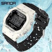 Personnalisez votre propre logo Sanda 293 Blanc Reloj LED Digital Sport Montre-bracelet pour femme, montre tendance pour femme, montre étanche, montre pour femme