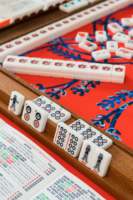 Tuiles de mahjong en acrylique blanc de l'université Auburn, jeu de mahjong américain, boîte personnalisée, cadeau