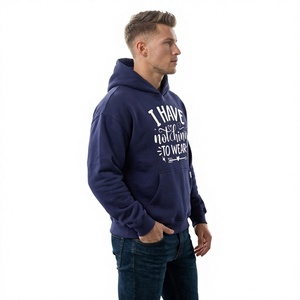 Sweat-shirt à capuche pour homme I Have Nothing To Wear, en polaire tricotée, coupe classique, style streetwear décontracté, bleu - Product Image 2