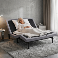 Base de lit inclinable intelligente avec massage, contrôle par application Bluetooth, télécommande sans fil, ports de charge USB, en acier, lit souple, gain de place