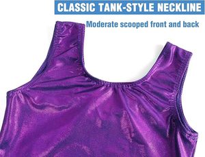 Justaucorps violet sans manches pour filles avec design en strass pour l'entraînement de danse - Product Image 4