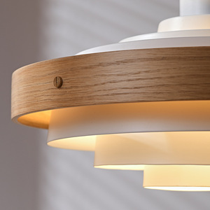 Walnut Wood Pendant <b>Light</b> Round Led Single Head Chandelier For <b>Dining</b> Room Home Hotel Commercial Spaces - Product Image 4