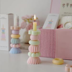 Bougie parfumée <span class=keywords><strong>de</strong></span> forme géométrique mobile empilée en 3D, longue, colorée, créative, faite à <span class=keywords><strong>la</strong></span> main, bougies d'ornement d'aromathérapie Jenga - Product Image 4