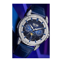 Montres mécaniques en acier pour hommes d'affaires, avec calendrier perpétuel en cristal et affichage 24 heures, conception d'usine et fabrication en série, pour marque privée