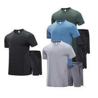 Conjunto Deportivo para Hombre de Secado Rápido, Ligero, de Nailon/Spandex, de Alta Calidad, Camiseta Ajustada y Pantalones Cortos con Cordón Ajustable