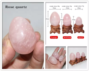 Rose Quartz Egg <b>Crystal</b> Ornament Polished Raw Stone Decorative <b>Ball</b> Feng Shui Collectible - Product Image 3