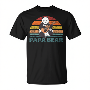 T-shirt Papa Bear Panda con chitarra, regalo per la festa del papà, abbigliamento casual da uomo - Product Image 2