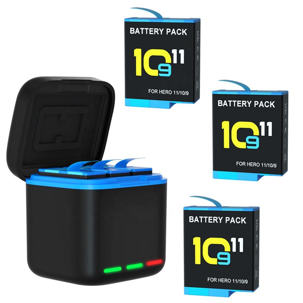 Hongdak Type-C Storage Box Quick Charger 3PCS for gopro Battery with TF Card Slot for Hero 11/10/9/8/7/6/5