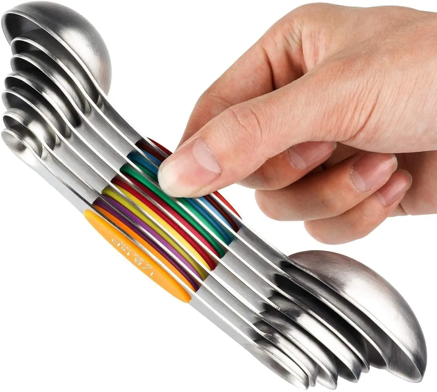 Magnetisches Messlöffel-Set aus Edelstahl 7-teilig doppelseitiger stapelbarer Messlöffel