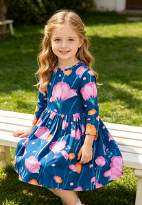 <span class=keywords><strong>Robe</strong></span> tourbillonnante à poches motif <span class=keywords><strong>coquelicot</strong></span> pour bébés filles, style boutique, prix d'usine, vente chaude - Product Image 3