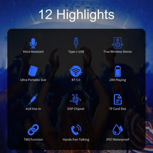 15W IPX7 Ngoài Trời Không Thấm Nước Đi Du Lịch Xách Tay 3d Rạp Hát Tại Nhà Hệ Thống Đa Phương Tiện Âm Nhạc Hifi Loa Siêu Trầm Loa - Product Image 5