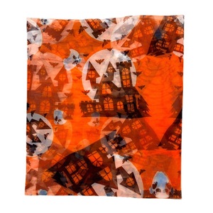 Mousseline de soie Polyester maille Orange château malédiction fantôme chauve-souris <span class=keywords><strong>gobelin</strong></span> personnalisé numérique imprimé <span class=keywords><strong>tissu</strong></span> fond décoration <span class=keywords><strong>tissu</strong></span> transparent - Product Image 4