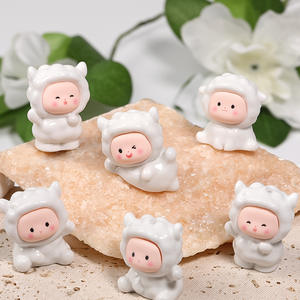 Wholesale New <b>Cute</b> Cartoon Lamb <b>Doll</b> with Hole Loose Bead Keychain DIY Resin Charms Handmade Materials - Product Image 1