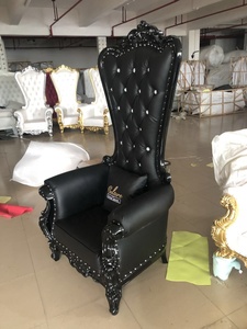Foshan luxe roi trône chaise en gros décoration intérieure hôtel salle à manger haut dos mariée marié fabricant haut de gamme noir - Product Image 3