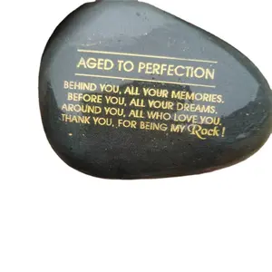Gratitude Rocks Black Flat River Stones Polish Custom Logo Father's Day Birthday Gift Pebbles Price
