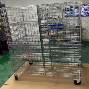 Système de rayonnage industriel en fil métallique chromé à 4 niveaux réglable, empilable, antistatique, en plastique pour vêtements dans les espaces étroits pour les usines - Product Image 2