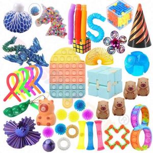 Bulk Foam Plastic Rubber Silicone Fidget Toys Wholesale 42pcs Mixed Sensory Items Includes Pop Tube <b>Squishy</b> Push Bubble - Product Image 1