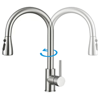 Tuyau en caoutchouc de silicone 360 Rotation en acier inoxydable Robinet à une poignée ZY-K203LW mélangeur d'évier de cuisine Fonction eau chaude et froide