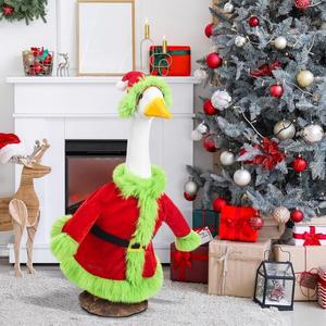 Tenue de Noël pour oie, costume de Père Noël jaune-vert, décoration de porche pour jardin, patio, terrasse, fête - Product Image 3