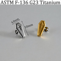 Piercing dermique en titane F136 G23, forme cercueil, surface hexagonale, vente en gros