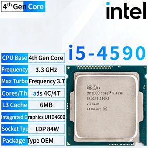 สำหรับซีพียู Core I3/i5/i7 4130/4590/4700k LGA 1150 สำหรับเดสก์ท็อป รุ่นที่สี่ 65W TDP 6MB Core I3-4130 ความถี่พื้นฐาน 3.40 GHz - Product Image 5