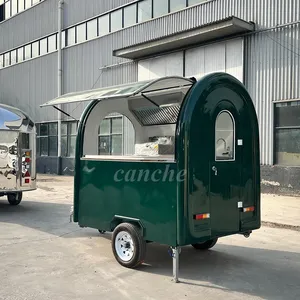 Carrito de Comida Móvil Estándar Europeo, Remolque de Comida para Pizza y Aperitivos, Mini, Verde, Totalmente Equipado - Product Image 1