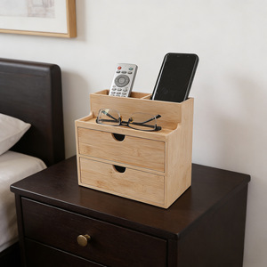 Bamboo storage <b>box</b>, desktop drawer storage cabinet, multi-drawer type office wooden <b>small</b> storage cabinet, bedside table storage - Product Image 2