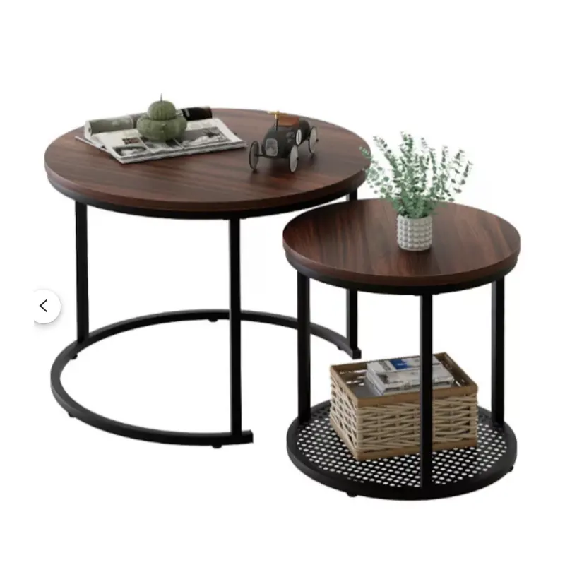 뜨거운 판매 라운드 커피 테이블 세트 2 나무 중첩 커피 책상 거실 책상 현대 커피 테이블