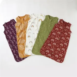 Custom GOTS Eco Friendly Summer Classic Gauze Printed 100% Organic Cotton Muslin Sleeping Bag