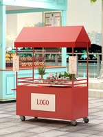 Chariot mobile de présentation de desserts et bonbons pour l'extérieur avec toit de protection, chariot de vente ambulant sur roues pour événements, foires, mariages, vente au détail