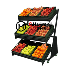 Organizza espositore in metallo macinato con cesto in plastica per frutta e verdura espositore in vendita - Product Image 3
