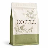 Sacs à café à huit soudures latérales, conformes aux normes alimentaires, imprimés sur mesure, 250g 500g 1kg, emballage thermoscellable en film transparent avec fermeture éclair refermable