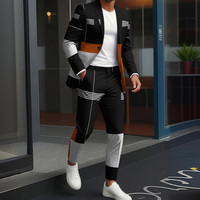 Mode masculine, luxe britannique, affaires et loisirs, veste à imprimé géométrique bicolore, ensemble deux pièces pantalon long