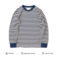 Sweat-shirt à col rond rayé en coton 100 % pour homme, 300 g/m², coupe ample, pour l'automne, streetwear, vente en gros