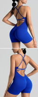 Combinaison de yoga respirante à séchage rapide pour femme, dos ouvert, avec motif froncé, tenue de sport fitness