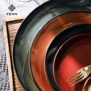 Assiettes en <span class=keywords><strong>porcelaine</strong></span> vente en gros rondes couleur rouge pâtes assiette à steak vaisselle plats <span class=keywords><strong>de</strong></span> noël <span class=keywords><strong>service</strong></span> <span class=keywords><strong>de</strong></span> dîner assiettes <span class=keywords><strong>service</strong></span> <span class=keywords><strong>de</strong></span> <span class=keywords><strong>table</strong></span> en céramique - Product Image 4