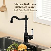 Robinet de cuisine rétro français classique européen en cuivre et argent, créatif, pour évier, avec eau chaude et froide, et cartouche céramique