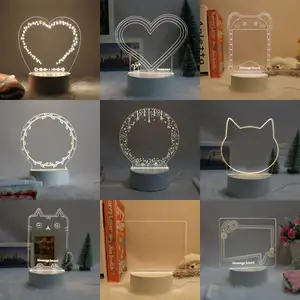 3d Illusion Transparent Blank Acrylic Erasable Message Board Abs Base Night Light Remote Control