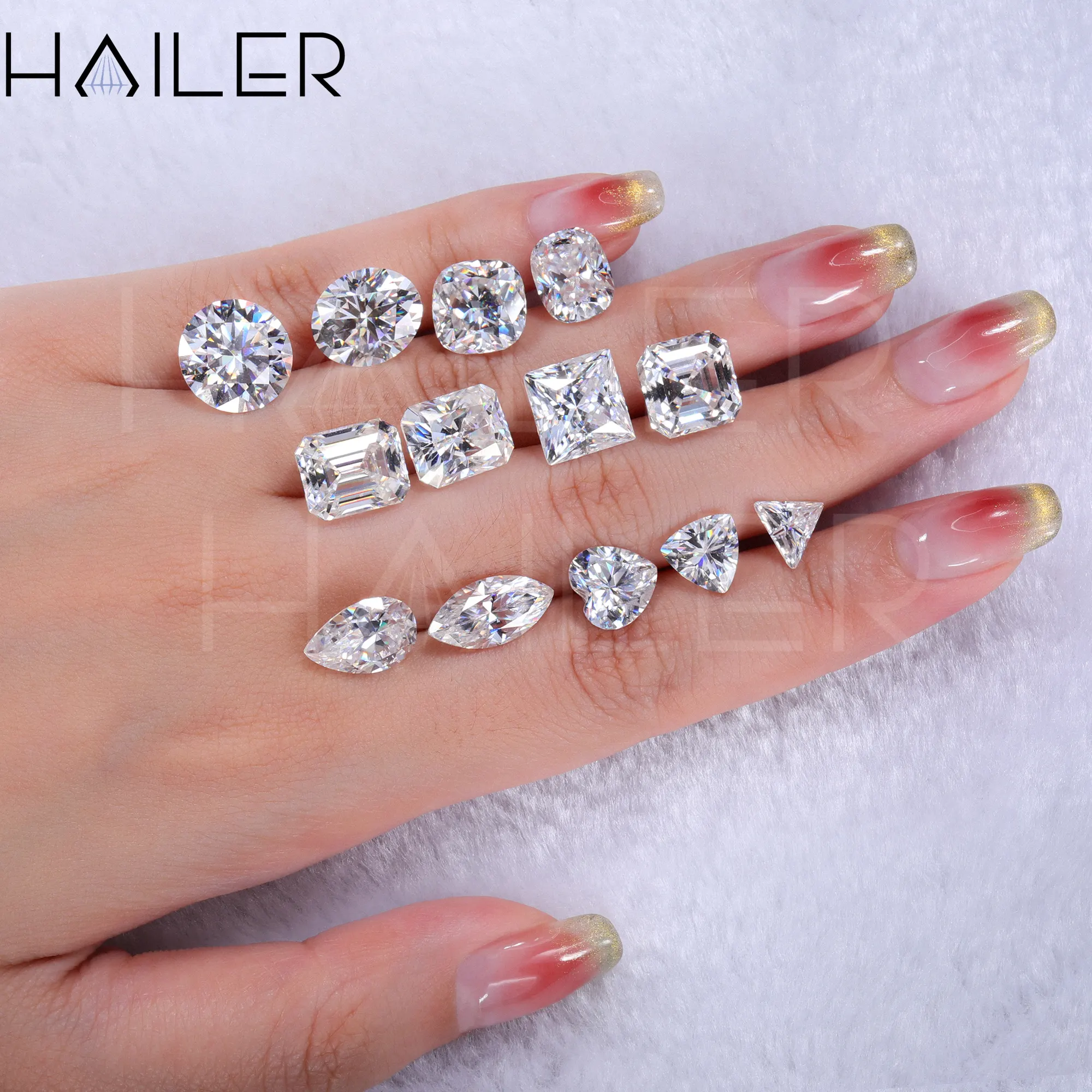 Hailer סיטונאי הגר"א Moissanite אבן לעבור יהלומים בודק עגול אמרלד לב קורן אגס סגלגל DEF VVS Loose Moissanite