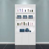 Vitrine Commerciale Moderne à 8 Portes avec Étagères Encastrées Rétroéclairées en MDF Laqué et Rangement Durable