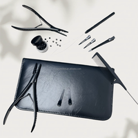 AWYQYH Pince professionnelle en acier inoxydable noir mat multi-usages pour usage commercial, grande taille, kit d'outils pour extensions de cheveux avec étui