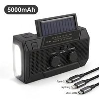 Radio de Supervivencia Solar con Manivela, 5000 mAh, Resistente al Agua IPX3, Alarma SOS, Linterna LED, para Cortes de Energía en el Hogar