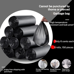 Leasylife plastique jetable petit 5 rouleaux 150 pièces 45*50cm sacs à ordures noirs pour restaurant domestique et hôtel - Product Image 4